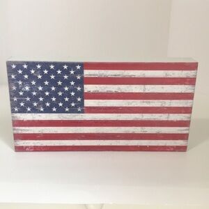 Handcrafted Americana Patriotic USA Flag Rustic Farmhouse Wooden Box Frame